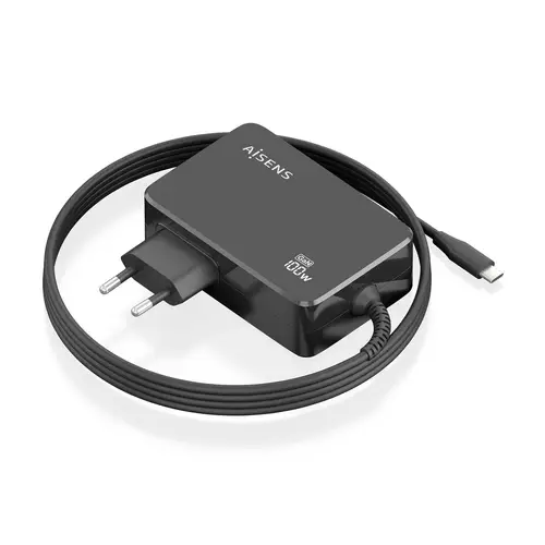 Cargador GaN 100W PD3.0 1xUSB-C 1.8m, Negro - Imagen 1