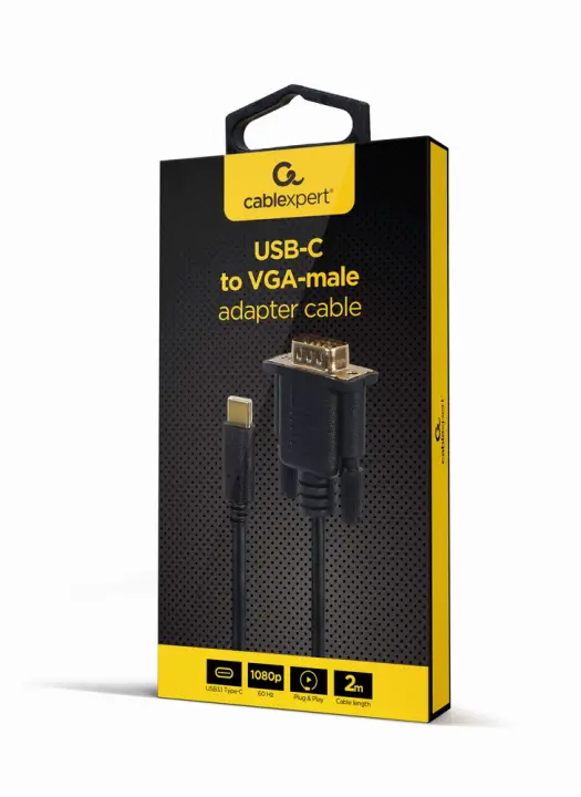 A-CM-VGAM-01 Adaptador gráfico USB 1920 x 1080 Pixeles Negro