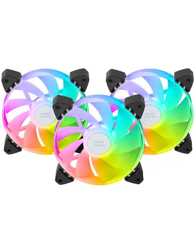MF-3AR, Kit 3x Ventiladores 120mm FDB, Aspas Invertidas, Iluminación ARGB 360° Sin Marco, Iluminación Anillo Completa, Ventiladores PC con Compatibilidad Total ARGB, Doble Conector, Negro - Imagen 2