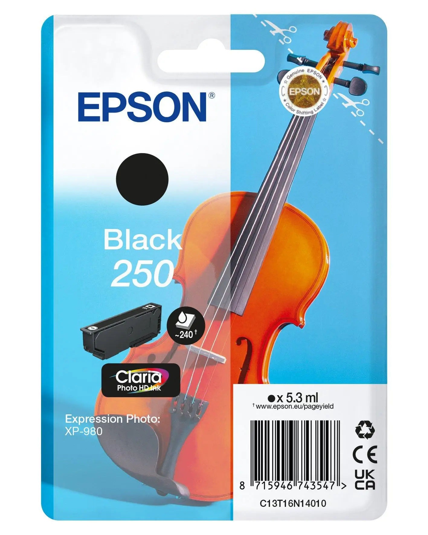250 Violin Claria Photo HD cartucho de tinta 1 pieza(s) Original Negro
