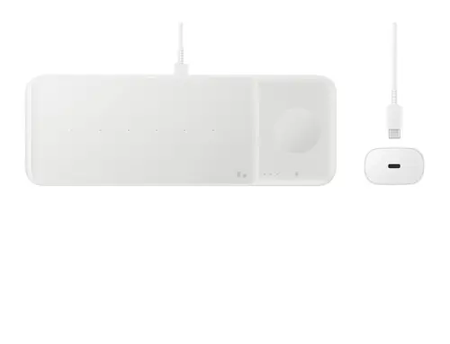 Wireless Charger Trio Auriculares, Smartphone, Reloj inteligente Blanco USB Cargador inalámbrico Carga rápida Interior - Imagen 7