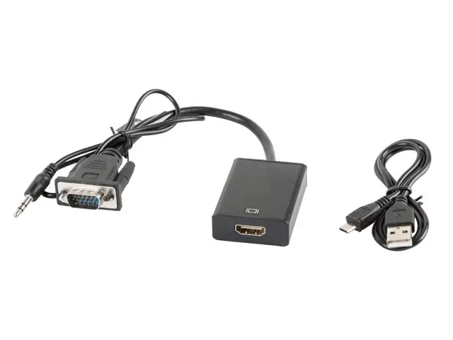 AD-0021-BK adaptador de cable de vídeo 0,2 m HDMI tipo A (Estándar) VGA (D-Sub) Negro