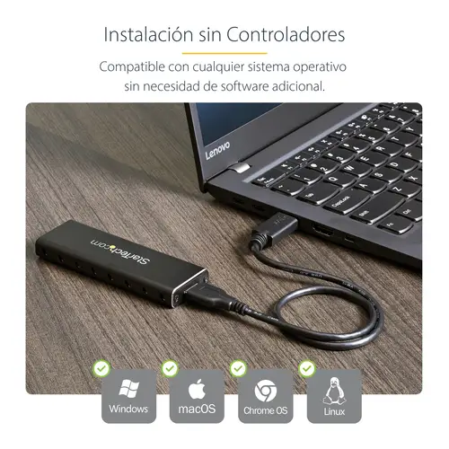 Caja USB 3.0 (5Gbps) a SSD M.2 de Aluminio con UASP - Negro - SATA NGFF M.2 con B Key y B+M Key - Caja Portátil Externa M.2 - No es Compatible con NVMe / AHCI - Imagen 10