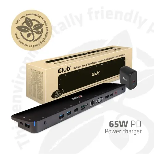 CSV-1564W65 base para portátil y replicador de puertos Acoplamiento USB 3.2 Gen 1 (3.1 Gen 1) Type-C Negro - Imagen 1