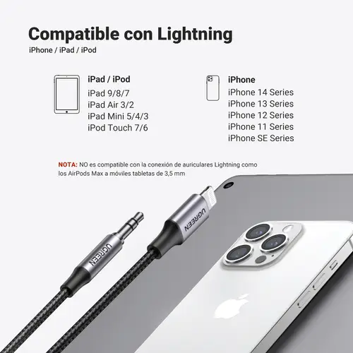 70509 cable de teléfono móvil Plata 1 m 3,5mm Lightning - Imagen 8
