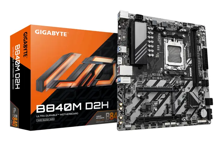 B840M D2H Placa base - Procesadores AMD Ryzen 9000, VRM de 5+2+2 fases, hasta 7600 MHz DDR5, 1xPCIe 4.0 + 1xPCIe 3.0 M.2, LAN 2.5GbE, USB 3.2 Gen 1