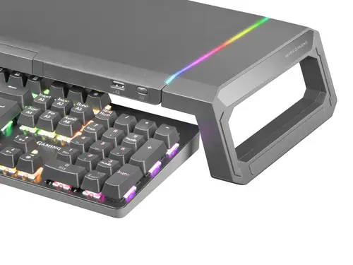 MGS-ONE Negro, Soporte Monitor RGB Chroma, Tamaño Ajustable, Soporte Smartphone y Tablet, USB Frontal 2.0 - Imagen 3