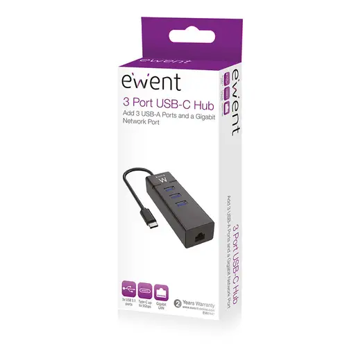 EW1141 base para portátil y replicador de puertos USB 3.2 Gen 1 (3.1 Gen 1) Type-C Negro - Imagen 7