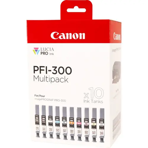PFI-300 cartucho de tinta 10 pieza(s) Original Negro, Azul, Cian, Gris, Magenta, Foto negro, Foto magenta, Rojo, Amarillo - Imagen 2