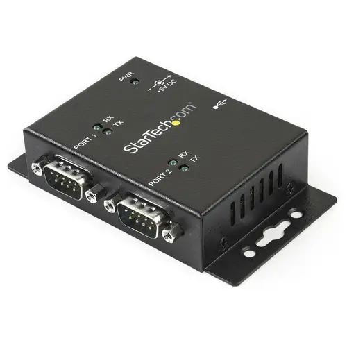 Concentrador Hub Industrial de 2 Puertos Serie Serial RS232 a USB Montaje Riel DIN Pared - Imagen 1