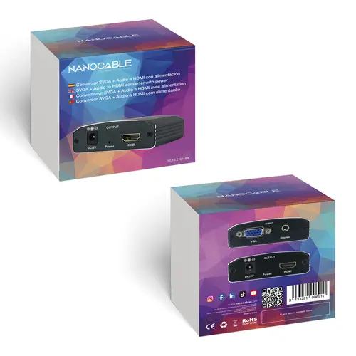 Conversor SVGA+Audio a HDMI con Alimentación, SVGA/H+Jack 3.5/H-HDMI A/H, Negro - Imagen 2
