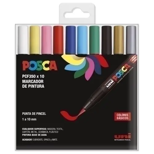 ROTUL.UNI-POSCA PINCEL ESTUCHE 10 SURT.