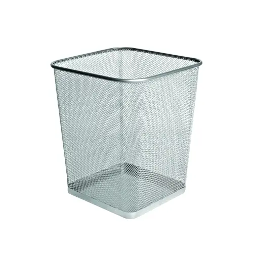 PAPELERA FOROFIS METAL CUADRADA PLATA