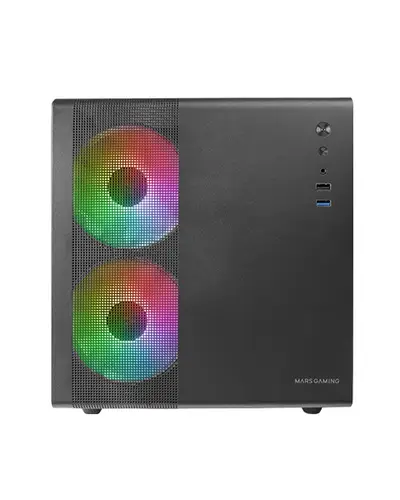 MC-400 Negro, Caja Gaming Compacta Micro-ATX, Ventana Lateral Completa Cristal Templado, 3x Ventiladores FRGB 120mm, Panel Lateral Completo Mesh - Imagen 1