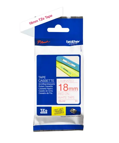 TZE-242 cinta para impresora de etiquetas Rojo sobre blanco - Imagen 3
