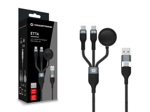 ETTA08B15 cable USB USB 2.0 1,5 m USB A 2 x USB C Negro - Imagen 2