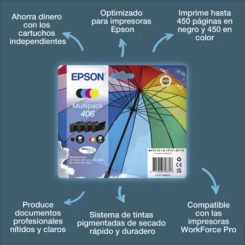 Multipack de tinta 4 colores DURABrite Ultra 406 Paraguas - Imagen 3