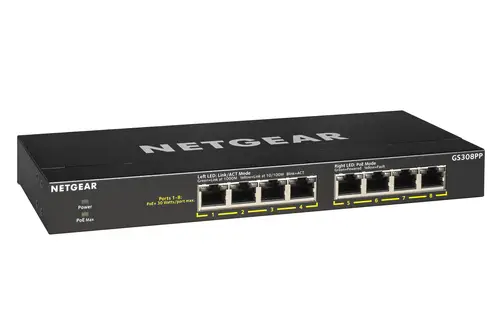 GS308PP No administrado Gigabit Ethernet (10/100/1000) Energía sobre Ethernet (PoE) Negro - Imagen 5