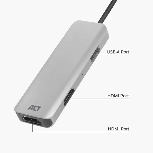 Adaptador multipuerto USB-C 4K para 2 monitores HDMI, puerto de datos USB-A - Imagen 3