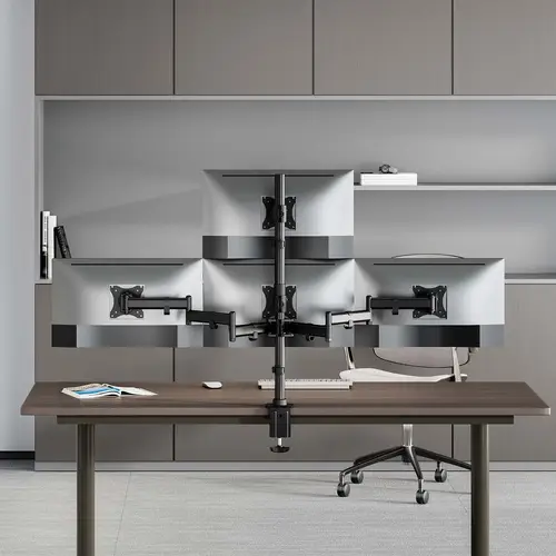 Soporte de Mesa Eco Giratorio e Inclinable para 4 Monitores 8kg (4 Pivotes, 2 Brazos) de 13"-27", Negro - Imagen 4