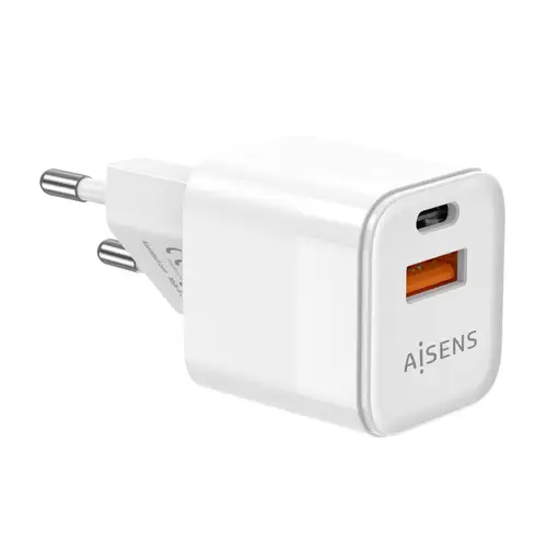 Cargador Gan 20W, 1xUSB-C PD3.0 QC4.0, 1xUSB-A QC3.0, Blanco - Imagen 3