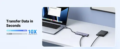 20956A hub de interfaz USB Tipo C 5000 Mbit/s Plata - Imagen 10