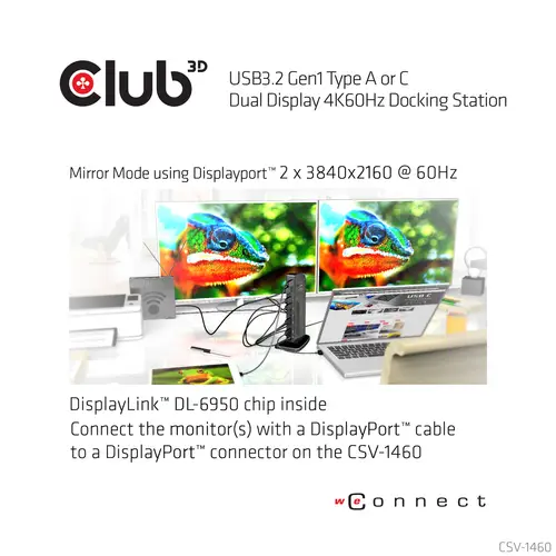 USB3.2 Gen1 Type A or C Dual Display 4K60Hz Docking Station DisplayLink® Certified - Imagen 6
