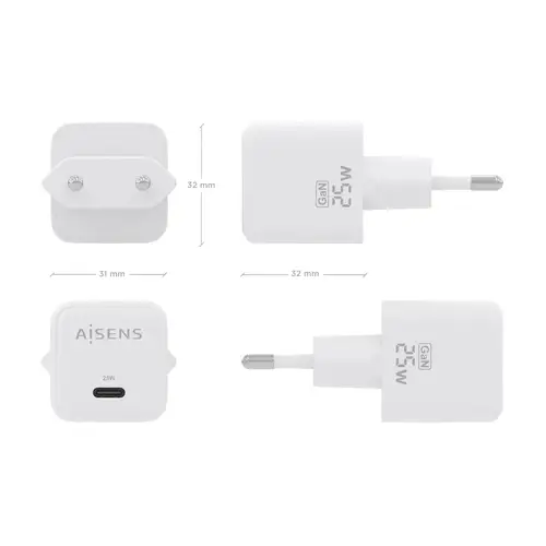 Cargador GaN 25W, 1xUSB-C PD3.0 QC4.0, Blanco - Imagen 4