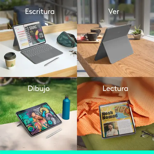 Combo Touch, Funda con Teclado, iPad Air 13 Pulgadas (M2)(2024) - Teclado retroiluminado extraíble con Soporte abatible, Escritura cómoda, Modo Multiuso, Disposición QWERTY Español - Gris - Imagen 8