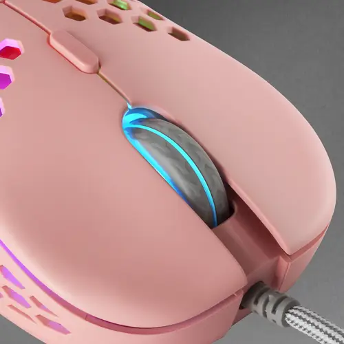 MM55P, Ratón Gaming inalambrico RGB Chroma, Ultra-ligero 55 g, 12800 DPI, Switches Mecánicos Programables HUANO, Rosa - Imagen 3