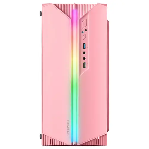 MC-S1, Caja PC Compacta Gaming Micro-ATX, Iluminación ARGB 12 Modos, Ventilador FRGB, Ventana Lateral Completa RGB, Rosa - Imagen 2