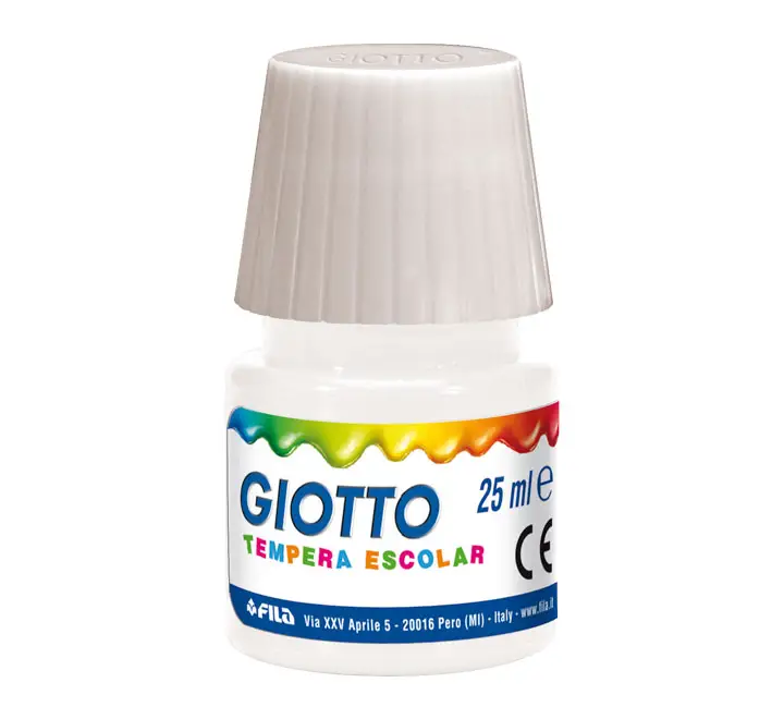 BOTE TEMPERA ESCOLAR GIOTTO 25ML BLANCO 356901 - Pack de 6 unidad..