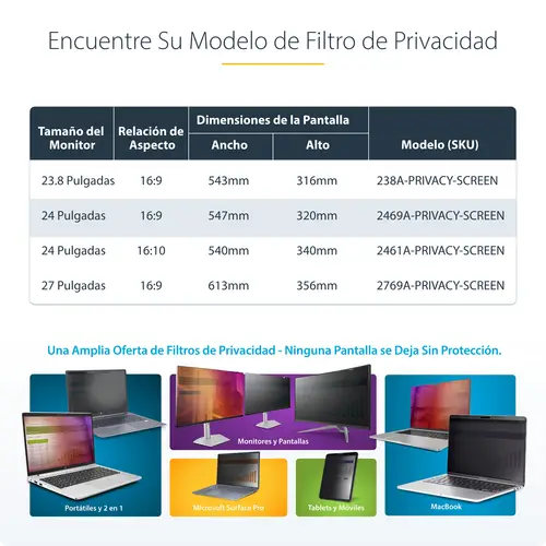 Filtro de Privacidad 16:9 para Monitor de 24" - Colgante - Protector Acrílico de Pantalla - Ángulo de Visión de +/- 30° - Brillante - Imagen 20