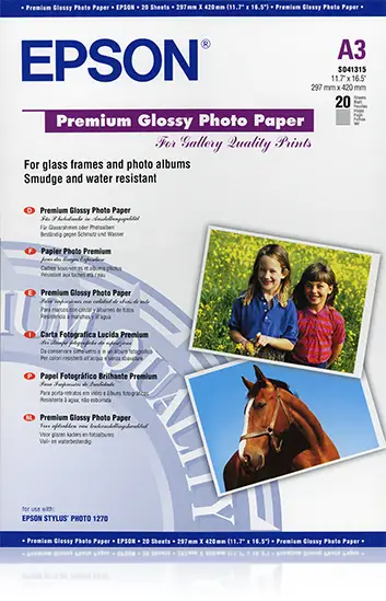 Premium Glossy Photo Paper, DIN A3, 255 g/m², 20 hojas