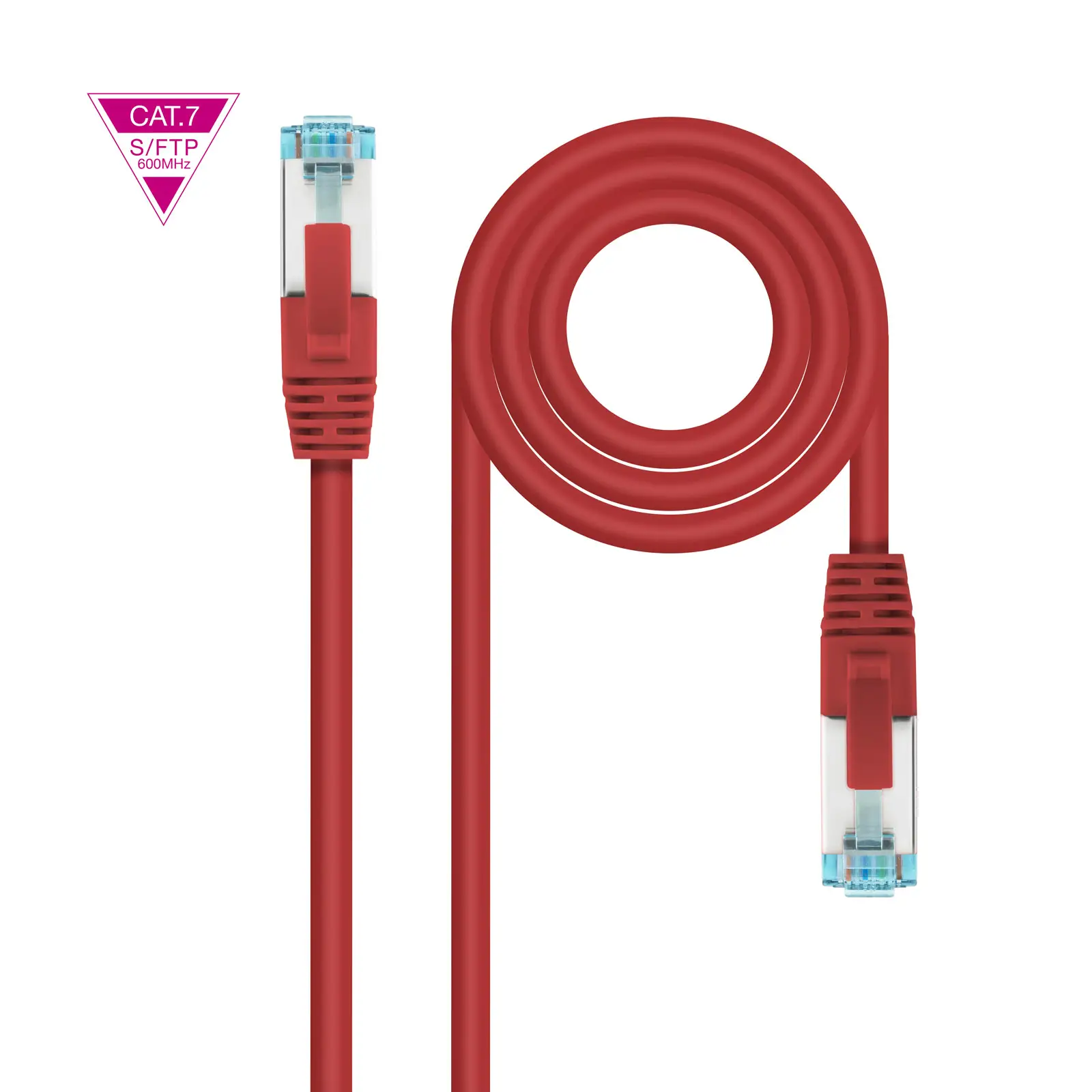 Cable de Red Cat.7 600MHZ LSZH SFTP PIMF AWG26, Rojo, 50 cm