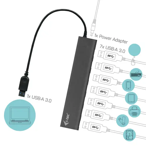 Metal Superspeed USB 3.0 7-Port Hub - Imagen 5