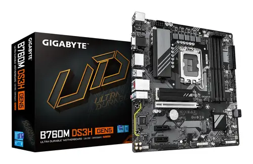 B760M DS3H GEN5 Placa Base  Compatible con CPUs Intel Core 14ª generación, VRM digital de 6+2+1 fases, hasta 5600 MHz DDR5, 2 x M.2 PCIe 4.0, LAN 2.5GbE, USB 3.2 Gen2 - Imagen 1