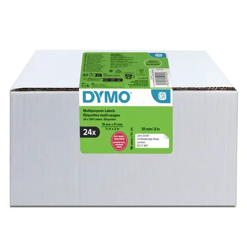 LW etiquetas auténticas multiusos/de dirección del remitente | 19 mm × 51 mm |24 rollos de 500 etiquetas con reverso fácil de retirar (12.000 unidades) | para etiquetadoras LabelWriter - Imagen 1