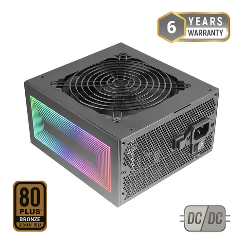 MPB750S, Fuente Alimentación ATX ARGB 750W, 6 Años de Garantía, 80Plus Bronze 230V EU, 90% Eficiencia, Ventilador 120mm AI-RPM, Iluminación ARGB MB Control, Tecnologías DC-DC y SMD, Negro - Imagen 2