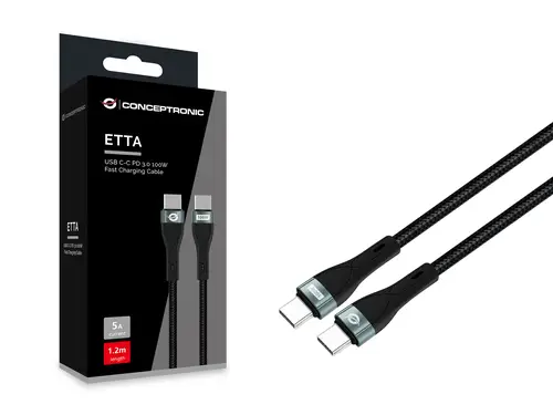 ETTA01B12 cable USB USB 2.0 1,2 m USB C Negro - Imagen 3