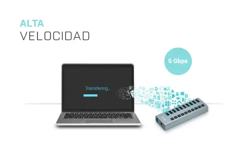 USB 3.0 Charging HUB 10 port + Power Adapter 48 W - Imagen 8