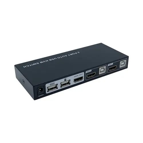 Conmutador KVM HDMI 4K@60HZ USB 1U-2PC con fuente alimentación, Negro - Imagen 2