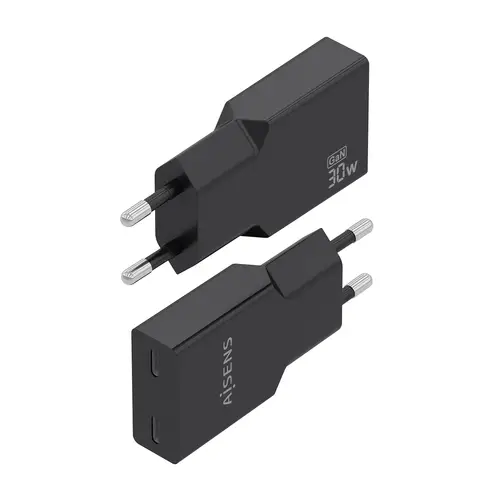 Cargador Ultra Delgado GaN 30W, 2xUSB-C PD3.0, Negro - Imagen 3