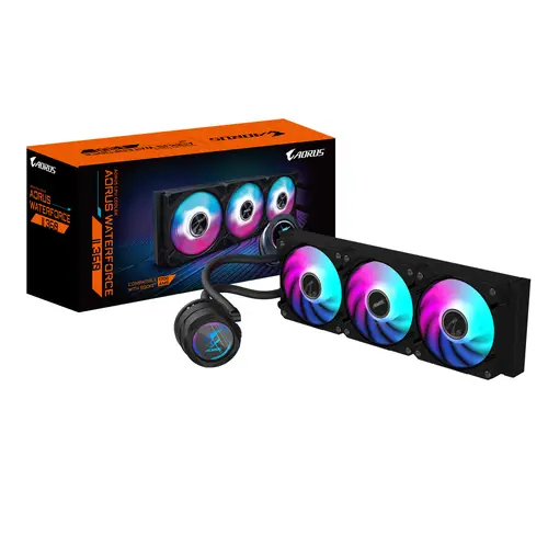 AORUS WATERFORCE II 360 AIO Refrigerador de CPU líquido - 3x ventiladores ARGB de 120 mm, mecanismo de conexión deslizante, DAISY-CHAIN, compatible con Intel LGA 1851 y AMD AM5 - Imagen 1