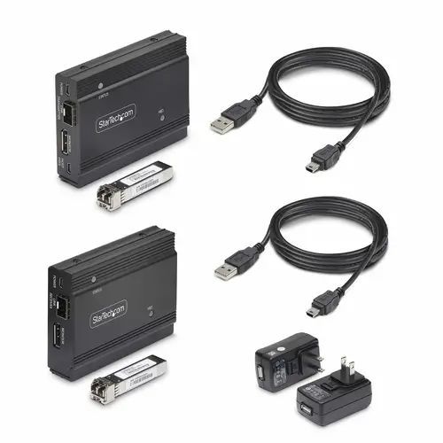 Kit Extensor de Consola por Fibra Óptica KVM DisplayPort - 4K 60Hz - Hasta 300m (Multimodo) - con 2 Módulos SFP+ de 10G Pre-Instalados - Hub USB de 3 Puertos HID - Imagen 8