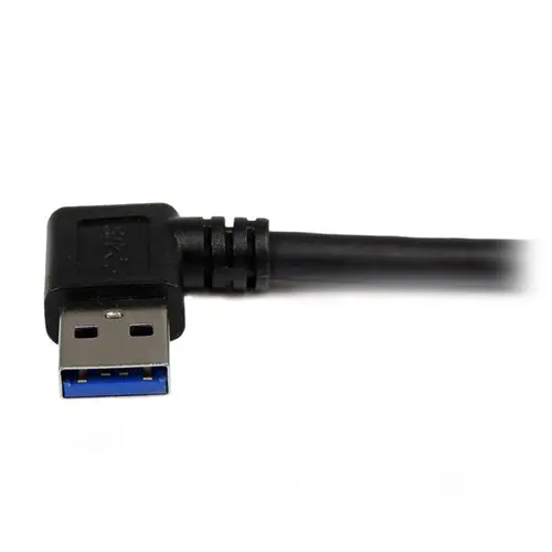 Cable 1m USB 3.0 Super Speed USB B Macho a USB A Macho Acodado en Ángulo a la Derecha - Negro - Imagen 3