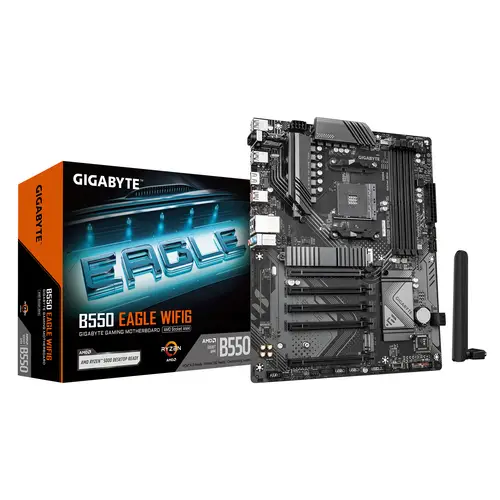 B550 EAGLE WIFI6 Placa base - Procesadores AMD Ryzen serie 5000 G, VRM de 10+3+1 fases, hasta 3200 MHz DDR4, 1xPCIe 4.0 + 1xPCIe 3.0 M.2, LAN 1GbE, WIFI 6, USB 3.2 Gen 2 - Imagen 1