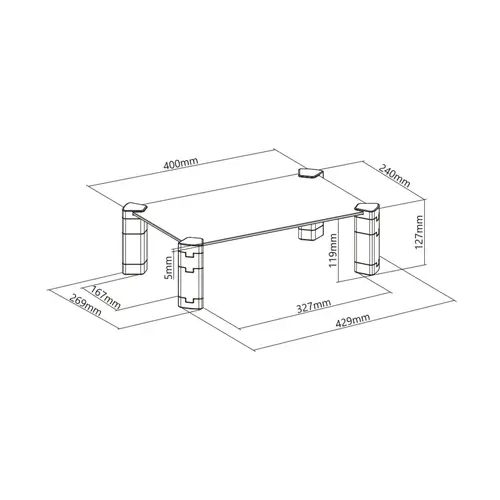 Soporte Elevador Cristal para Monitor/Portátil, Negro - Imagen 5
