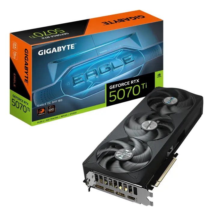 GeForce RTX 5070 Ti EAGLE OC SFF 16G Tarjeta Gráfica - 16GB GDDR7, 256 bits, PCI-E 5.0, 2542 MHz Core Clock, 3 x DP 2.1a, 1 x HDMI 2.1b, NVIDIA DLSS 4, GV-N507TEAGLE OC-16GD