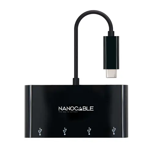 Adaptador USB-C a 4xUSB 3.0. USB-C/M-USB 3.0/H, Negro, 10 cm - Imagen 1